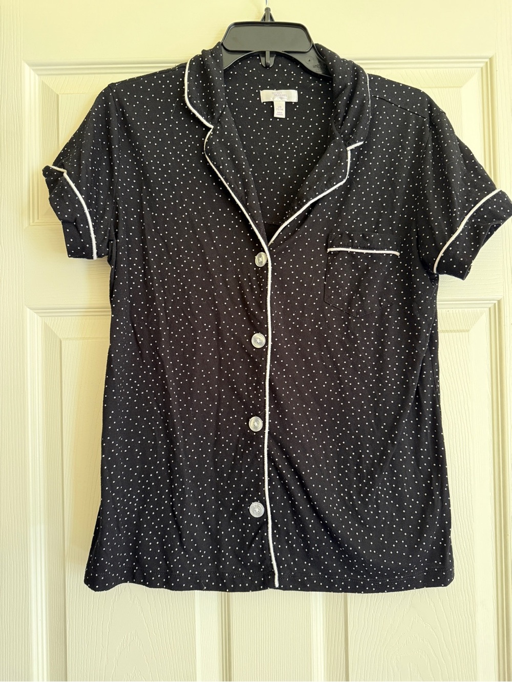 Secret Treasures Black Polka Dot pajama set with White Trim